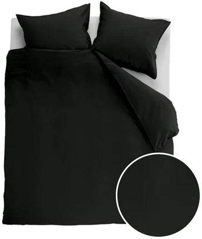 Ambiante Baumwoll-Uni-Bettbezug – einfarbig – Doppelbett – 200 x 200 220 cm – schwarz