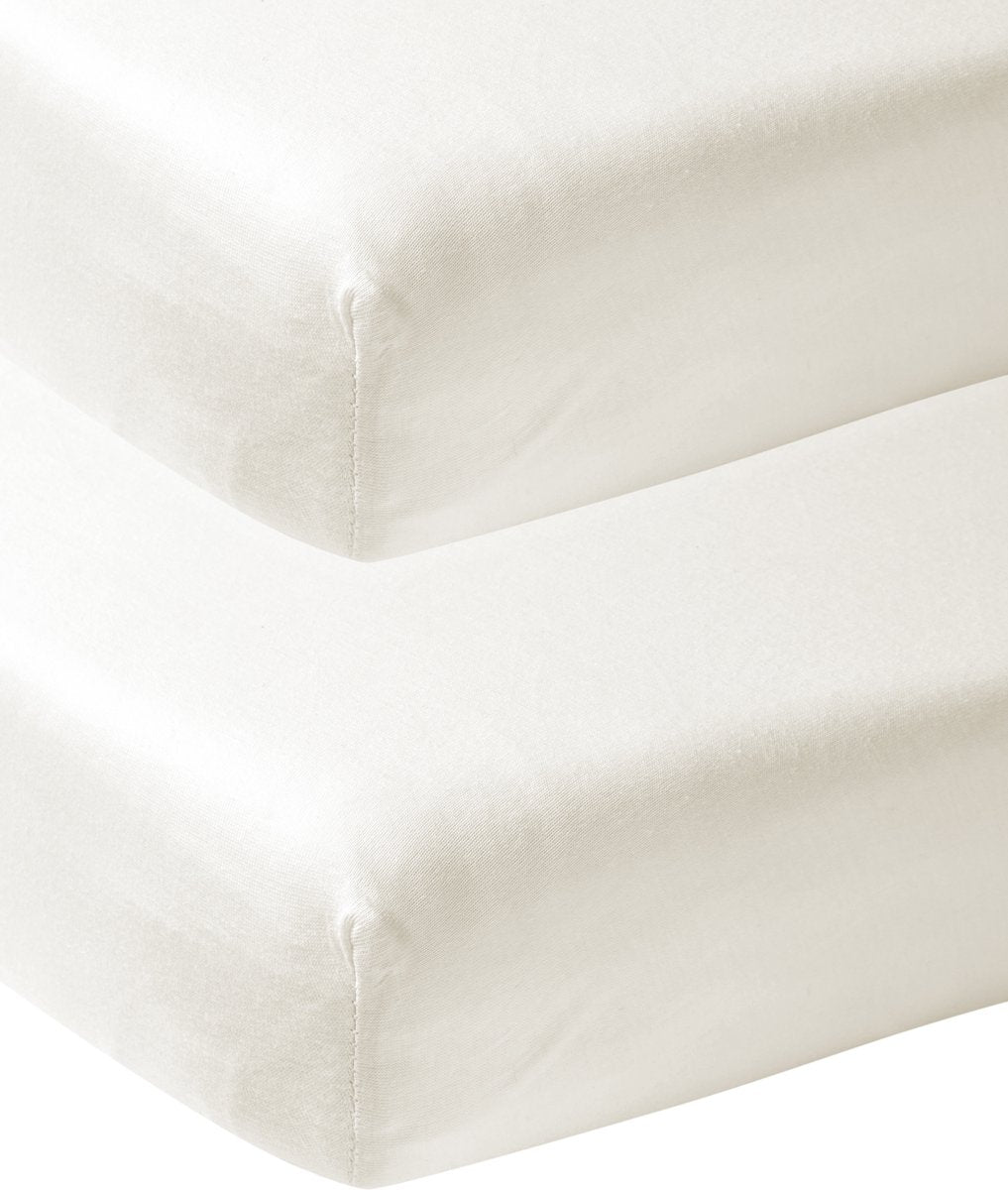 Meyco Baby Uni Spannbettlaken Beistellbett – 2er-Pack – gebrochenes Weiß – 50 x 90 cm