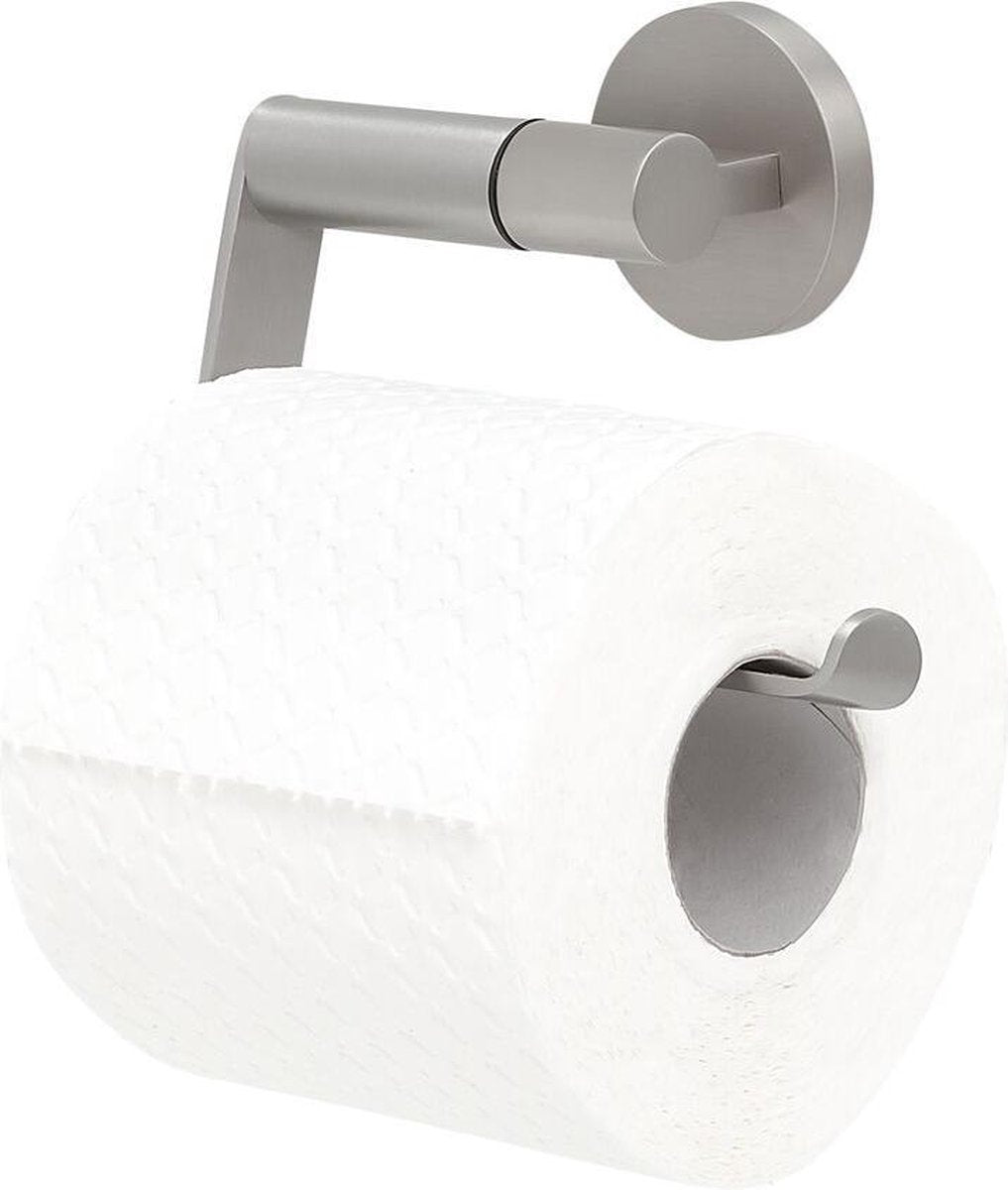 Tiger Noon - Toilettenpapierhalter ohne Klappe - Toilettenpapierhalter - ohne Bohren - Bohren oder Kleben - Edelstahl gebürstet