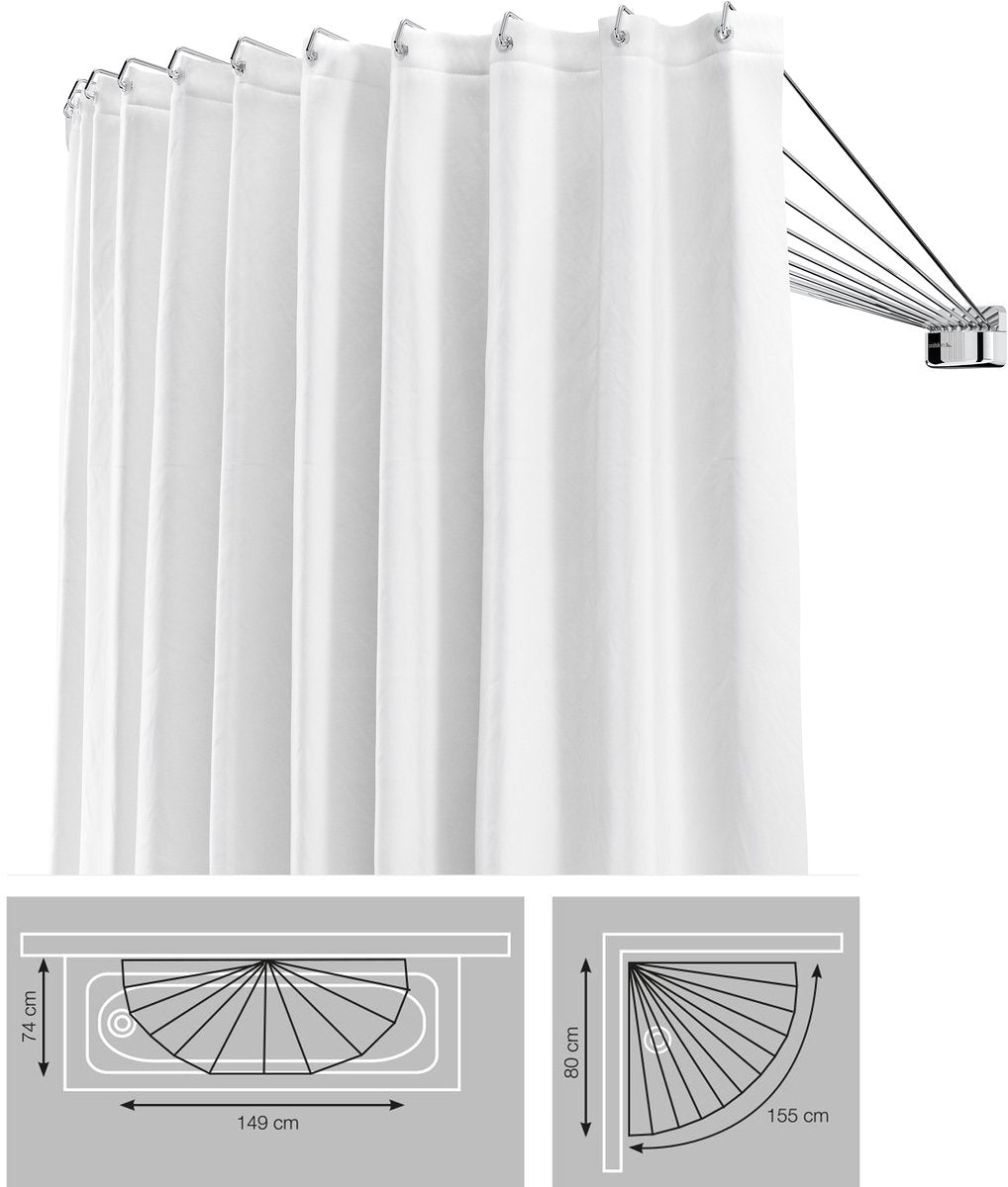 Sealskin Swing – Duschvorhangstangen-Set – rund – 12 Stangen – flexibel für den Einsatz in Ecken oder flachen Wänden – Chrom