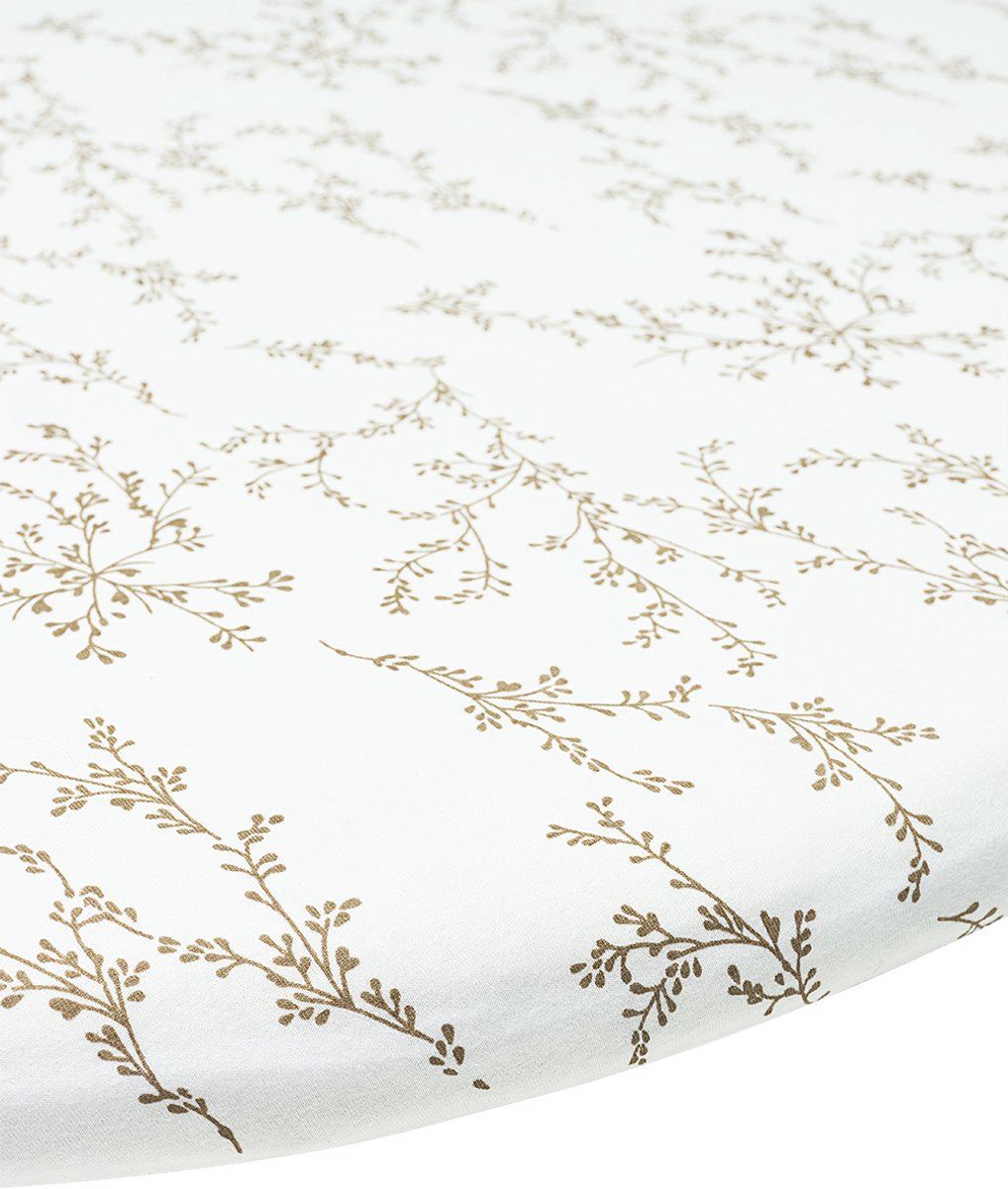 Meyco Baby Branches Spannbettlaken Laufstallmatratze rund – Sand – 90 x 95 cm