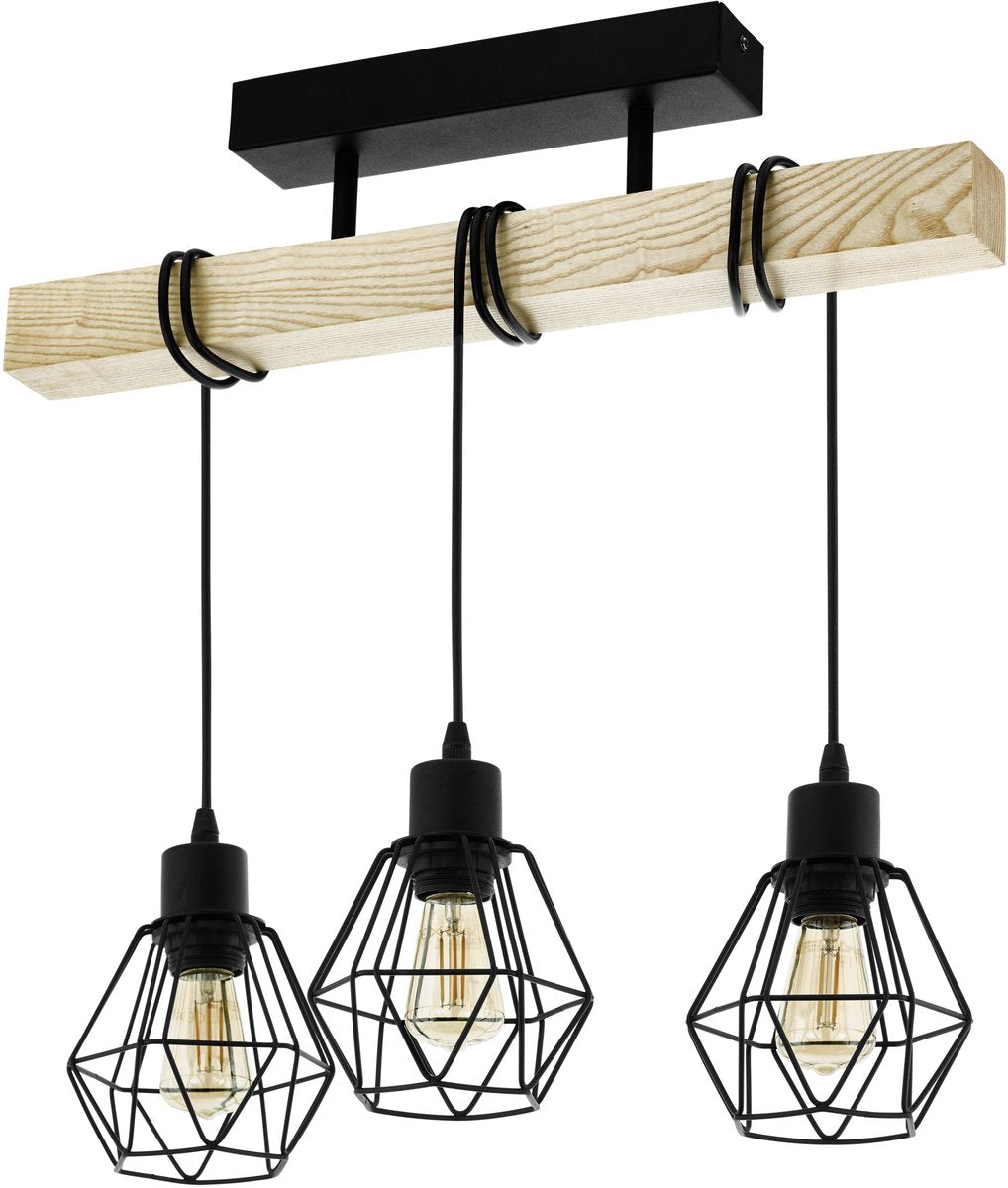 Eglo Townshend 5 Deckenleuchte – E27 – 55 cm – Schwarzbraun – FSC-Holz