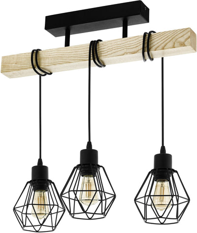 Eglo Townshend 5 Deckenleuchte – E27 – 55 cm – Schwarzbraun – FSC-Holz