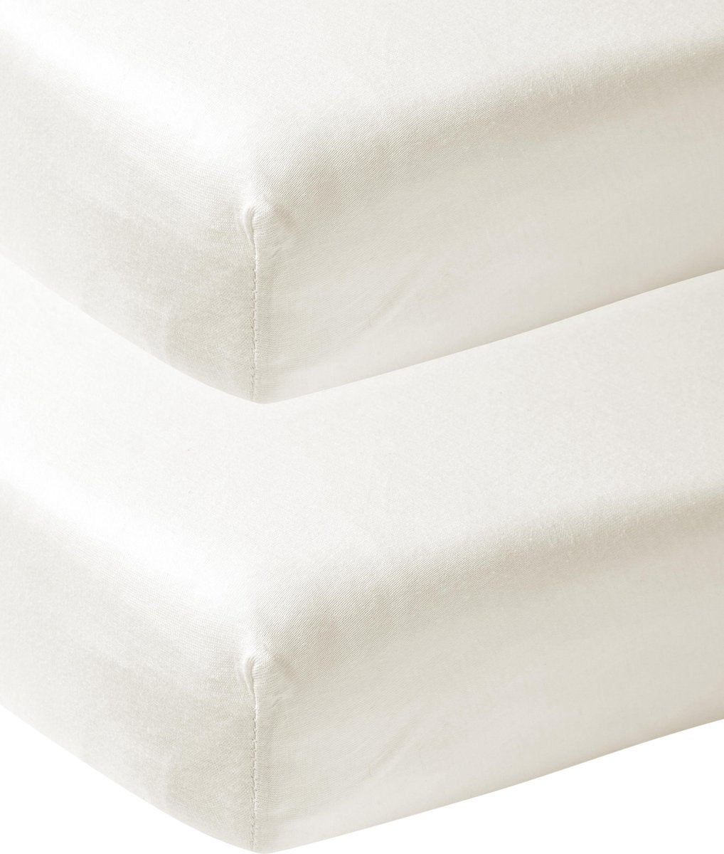 Meyco Baby Uni Spannbettlaken für Juniorbetten – 2er-Pack – gebrochenes Weiß – 70 x 140 x 150 cm