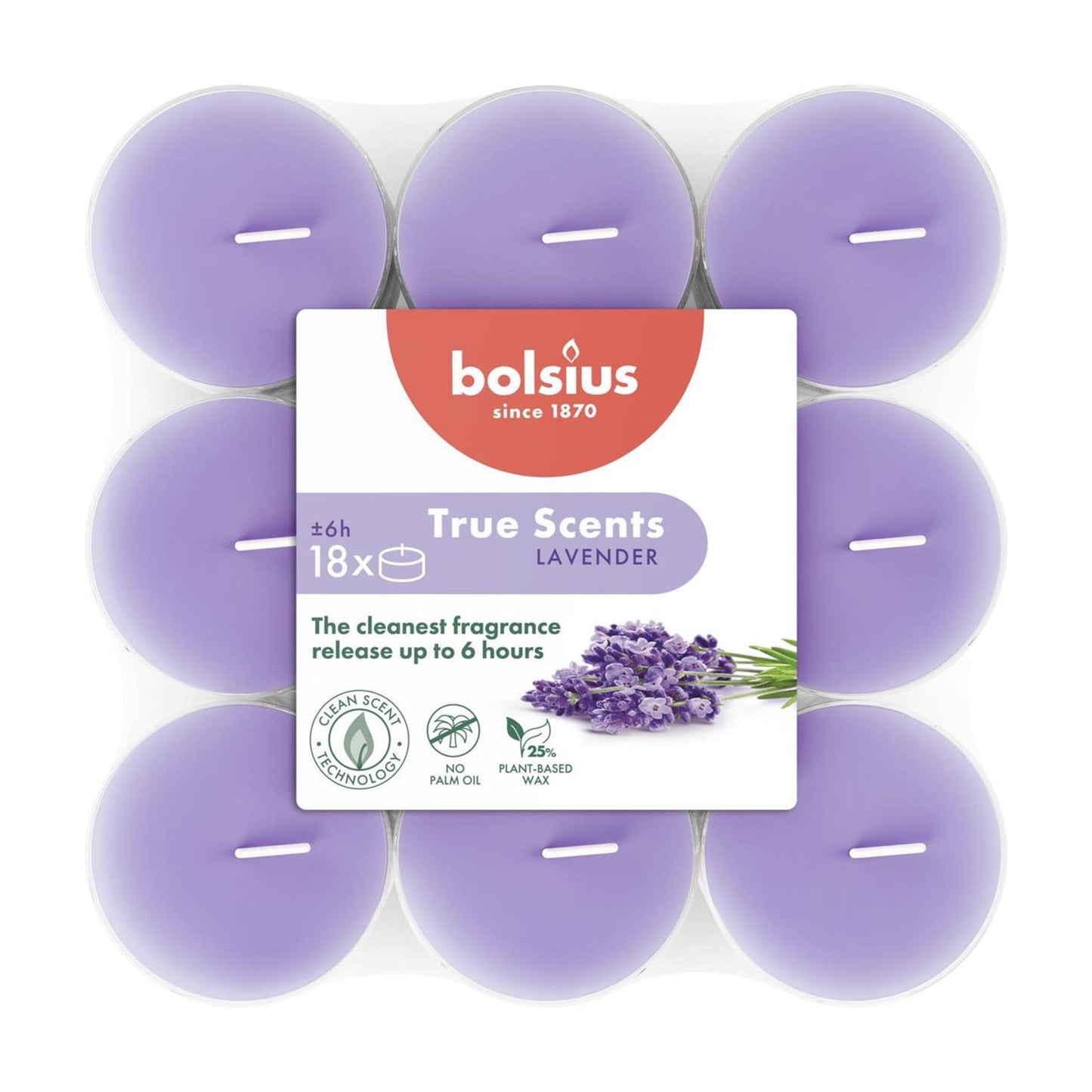 Bolsius Duftteelichter 18 Stück Lavendel