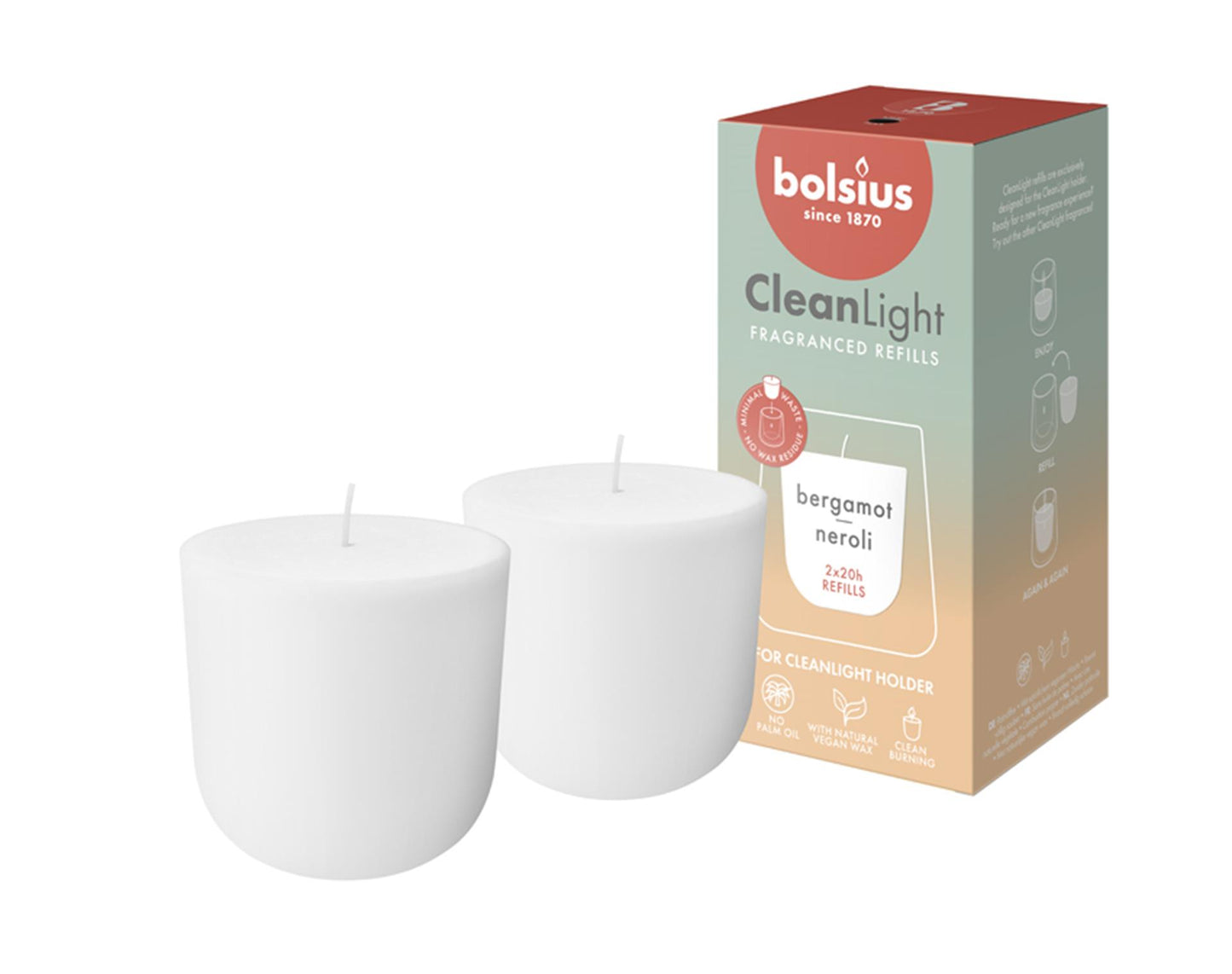 Bolsius Refill Clean Light Pack 2 Bergamotte Neroli