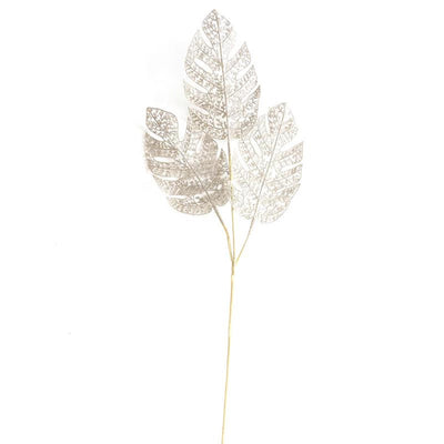 House of Nature Monstera-Zweig mit Glitzer, 78 cm, Champagner