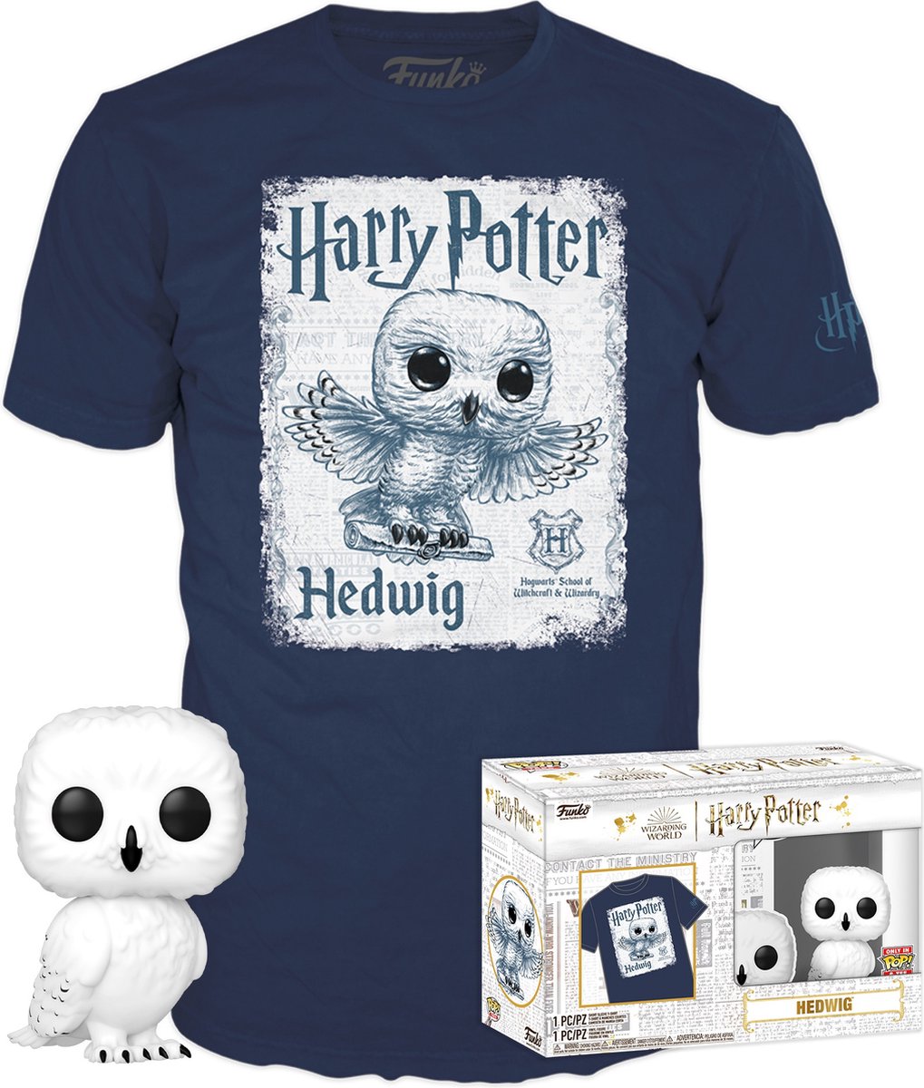 Funko Harry Potter Sammelfigur T-Shirt-Set -S- Pop! Abschlagbox Hedwig Blau