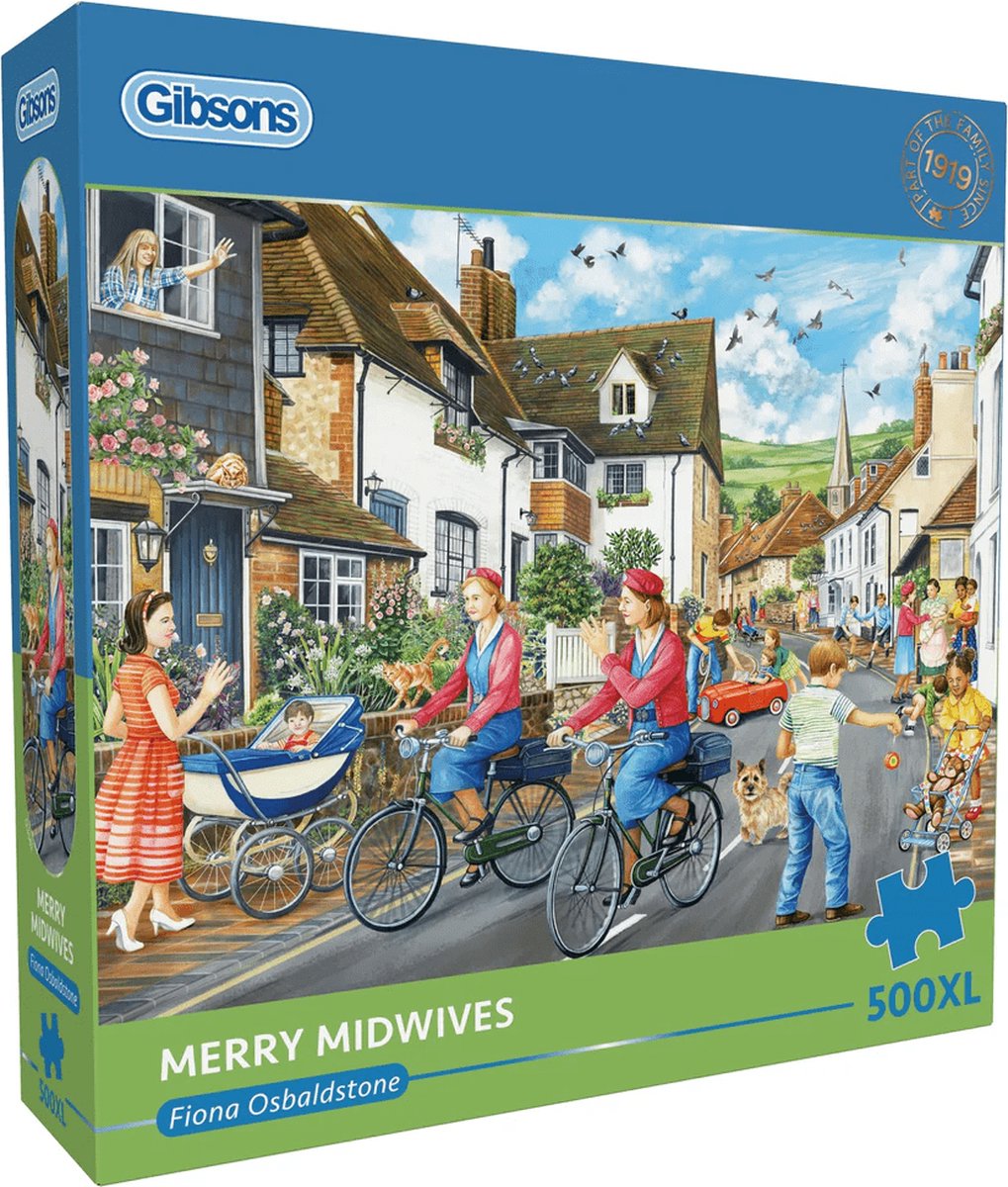 Gibsons – Merry Midwives (von Fiona Osbaldstone) – 500 große Teile, 68 x 49 cm (B x H) – Puzzle für Erwachsene
