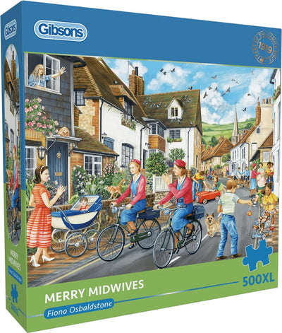 Gibsons – Merry Midwives (von Fiona Osbaldstone) – 500 große Teile, 68 x 49 cm (B x H) – Puzzle für Erwachsene