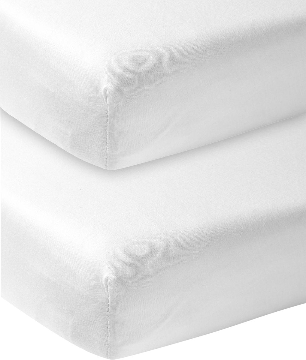 Meyco Baby Uni Spannbettlaken Beistellbett – 2er-Pack – weiß – 50 x 90 cm