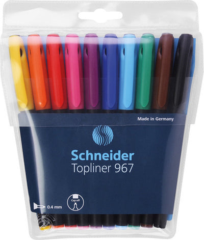 Schneider Schreibgeräte Schneider Fineliner – Topliner 967 – Strichstärke 0,4 mm – Set mit 10 Stück sortiert – S-196790