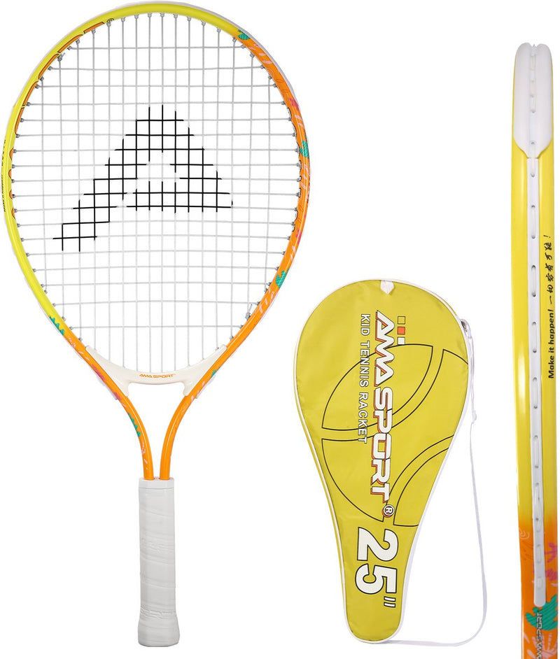 Ama Sport Kinder-Tennisschläger Orange 25 Zoll – leichter Junior-Schläger mit Tasche – ideal für Anfänger –