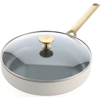 BK Sublime Schmorpfanne 28 cm mit Deckel – 3,6 l – PFAS-freie Antihaftbeschichtung – Schmorpfanne Induktion – Keramikpfanne – ofenfest bis 220 °C – mit Glasdeckel – Creme