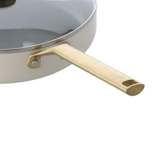 BK Sublime Schmorpfanne 28 cm mit Deckel – 3,6 l – PFAS-freie Antihaftbeschichtung – Schmorpfanne Induktion – Keramikpfanne – ofenfest bis 220 °C – mit Glasdeckel – Creme