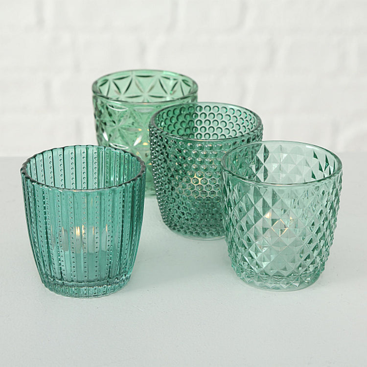 Boltze Home Laterne Marilu H7,5cm Glas 4er Set