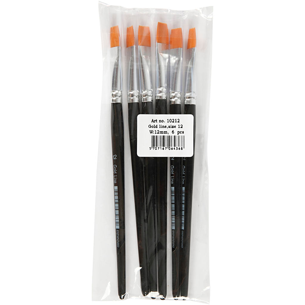 Creativ Company Gold Line Pinsel, Größe 11, L: 19 cm, B: 9 mm, flach, 6 Stück 1 Box