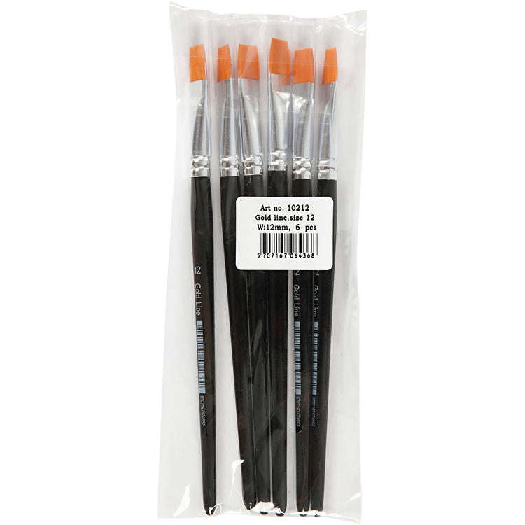Creativ Company Gold Line Pinsel, Größe 11, L: 19 cm, B: 9 mm, flach, 6 Stück 1 Box