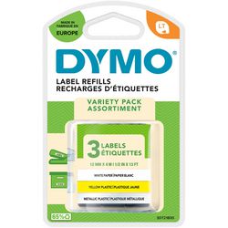 Etikettenband für den Letratag Dymo S0721800, 4 m x 12 mm, gelb, weiß, silber