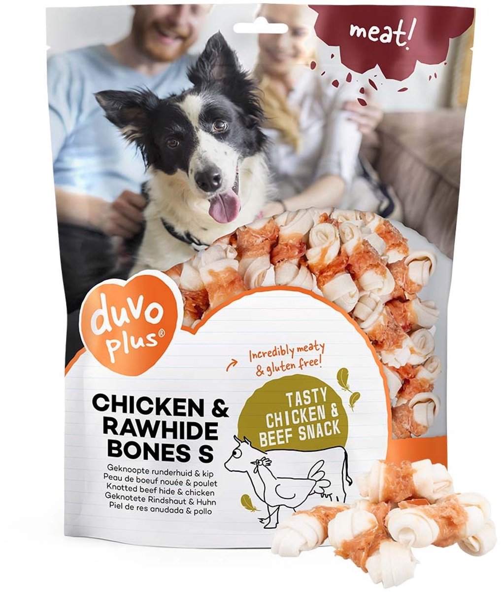 Duvo plus Fleisch! Snack Hähnchen-Rohlederbeine für Hunde l-1kg