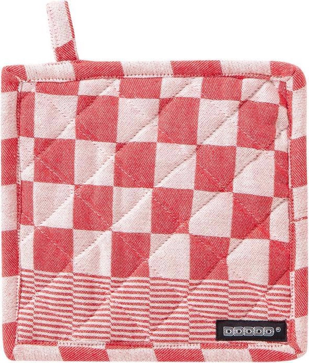 Ddddd Grill-Topflappen – 2er-Set – Baumwolle – kariert – mit Aufhängeöse – 21 x 21 cm – rot