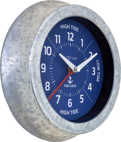 Nexttime Tide – Wanduhr mit Gezeiten – 22 cm – Metall – verzinktes Silberblau
