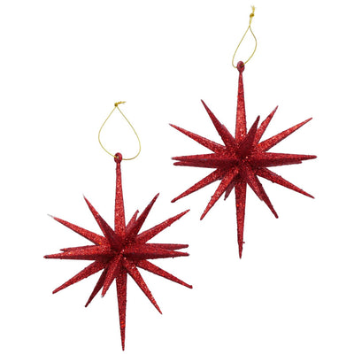 Boltze Home Weihnachtsanhänger Stern Glitzer 2 Stück rot