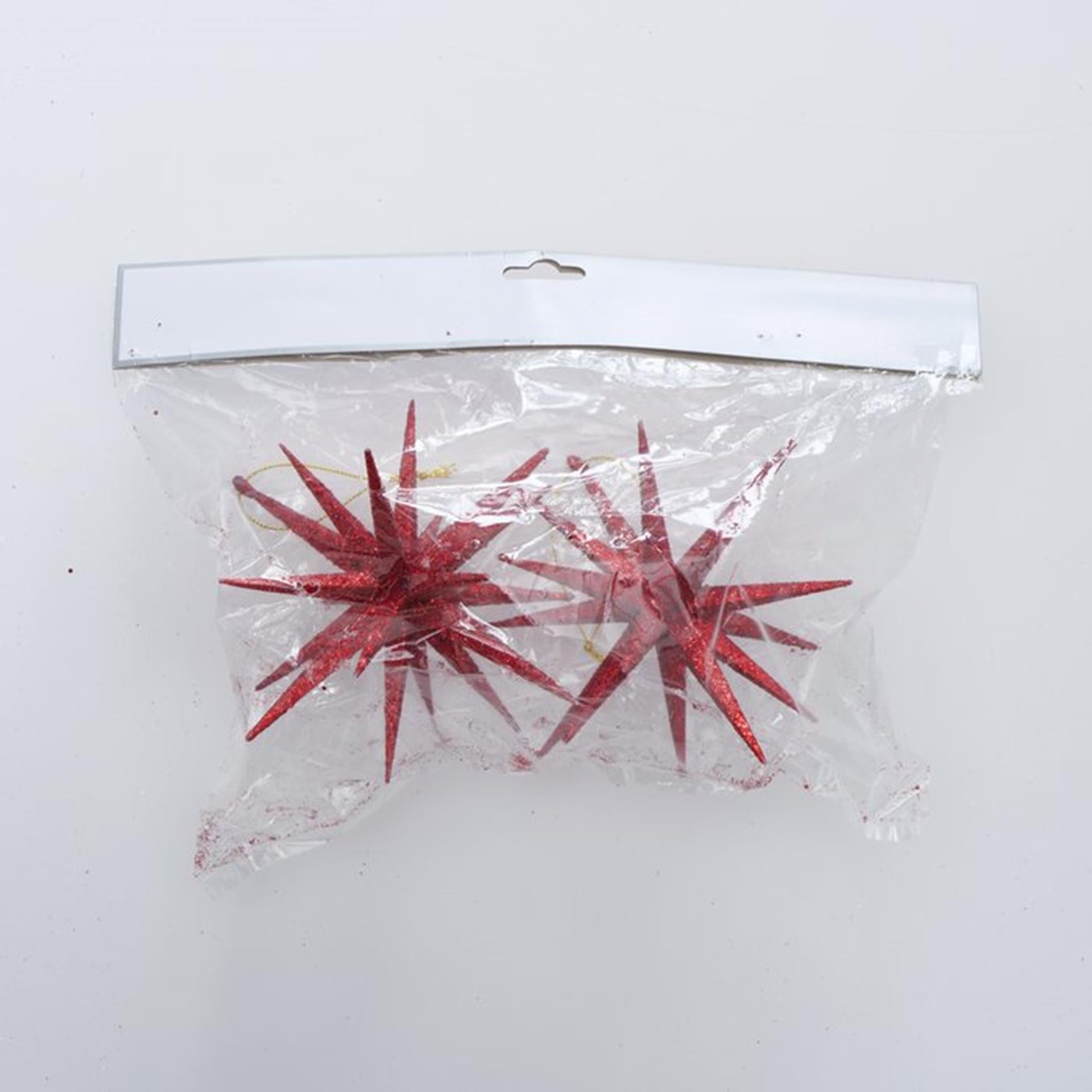 Boltze Home Weihnachtsanhänger Stern Glitzer 2 Stück rot