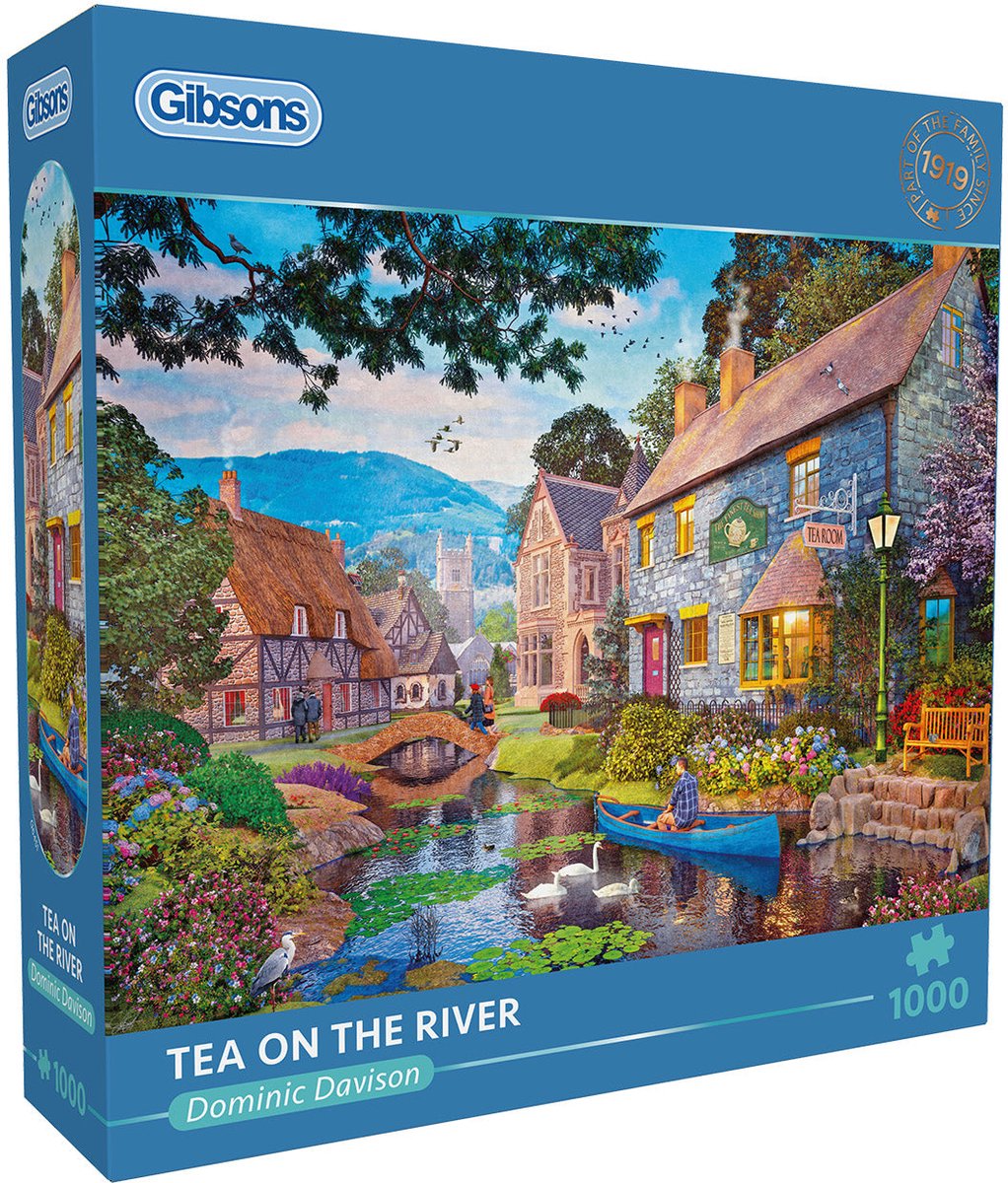 Gibsons – Tee am Fluss (von Dominic Davison) – 1000 Teile 68×49 cm (B×H) – Puzzle für Erwachsene