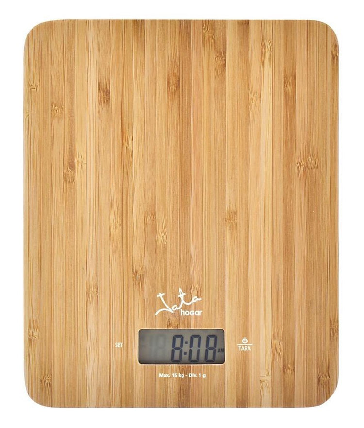 Jata 720 – Küchenwaage aus Bambus – wiegt bis zu 15 kg – mit Uhr und Timer