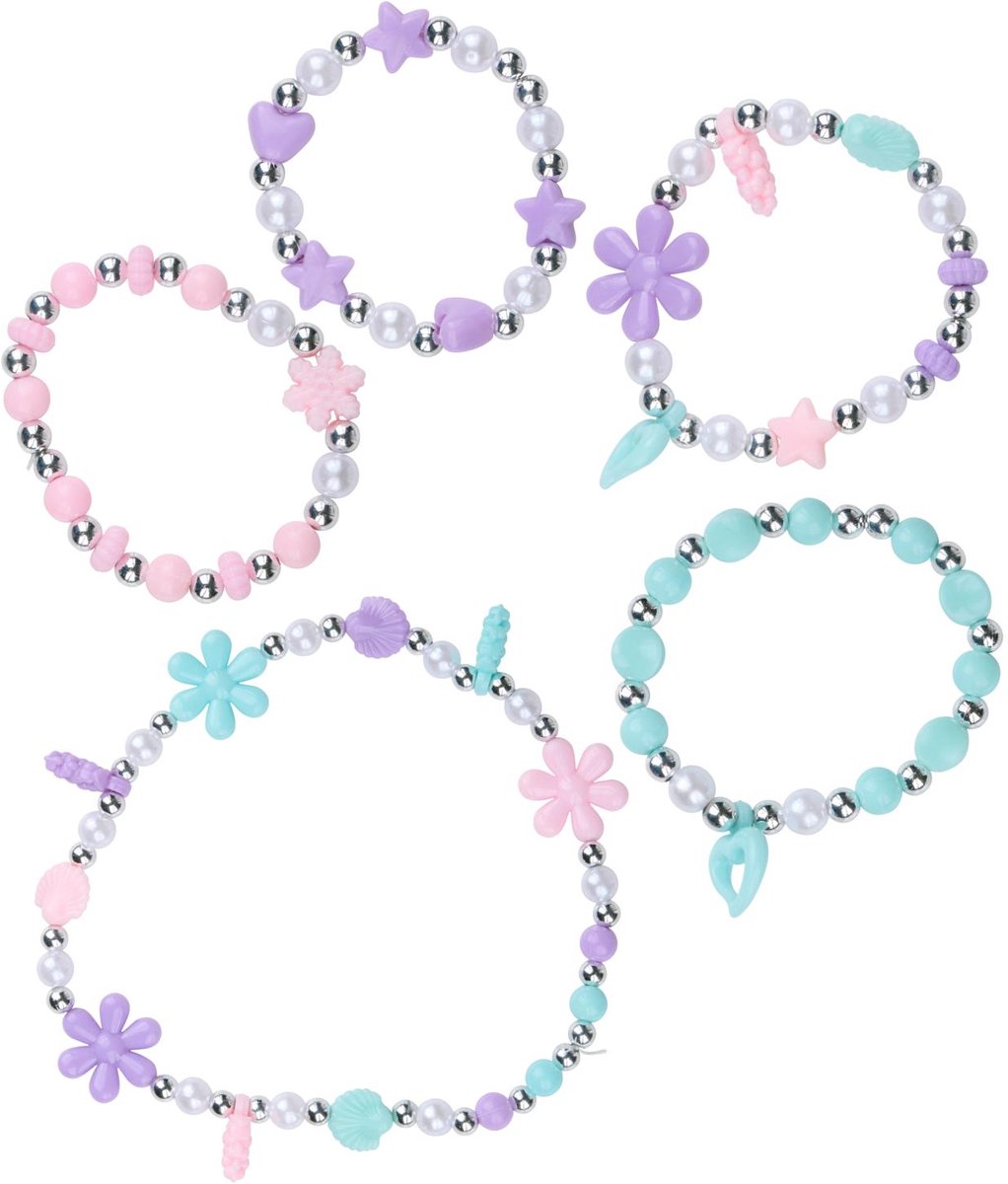 Eddy Toys Armband-Set für Kinder – Schmuck-Set mit Perlen in Rosa, Lila, Blau – Armbänder mit elastischem Faden und Formen herstellen – kreatives Perlenarmband-Set, 10.000 Teile