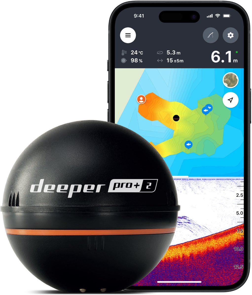 Deeper Pro+ 2 GPS-Fischfinder – kabelloses Sonar für Land und Boot