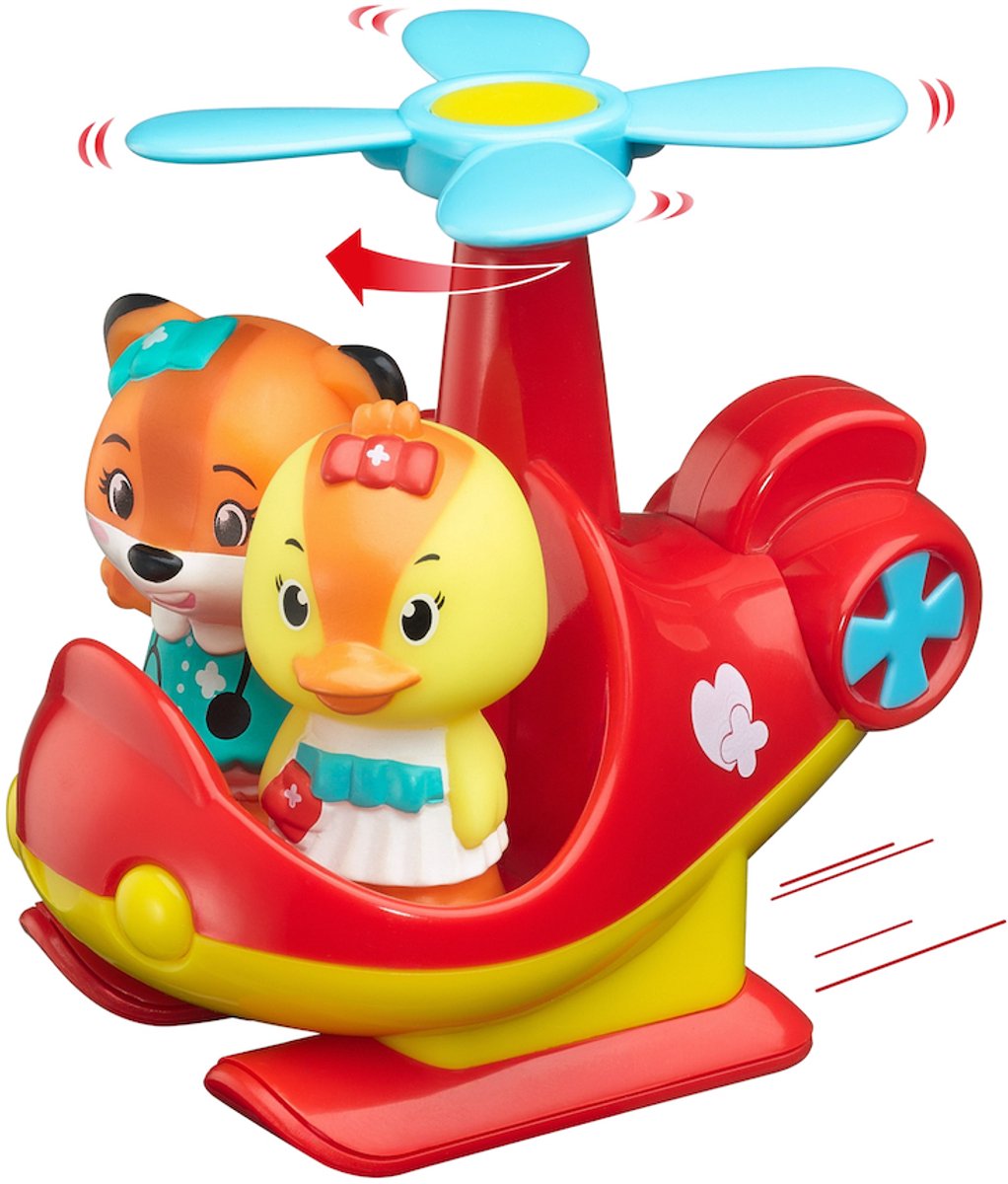 Klorofil Rettungshubschrauber-Spielset – Hubschrauber mit rotierenden Blumenpropellern und Platz für 2 Figuren – inklusive Donna-Entenfigur – Kleinkindspielzeug ab 18 Monaten – regt Fantasie und Rollenspiel an