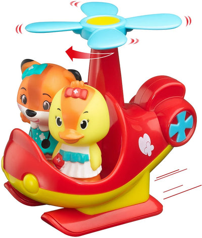 Klorofil Rettungshubschrauber-Spielset – Hubschrauber mit rotierenden Blumenpropellern und Platz für 2 Figuren – inklusive Donna-Entenfigur – Kleinkindspielzeug ab 18 Monaten – regt Fantasie und Rollenspiel an