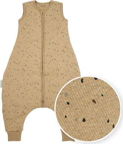 Meyco Baby Rib Mini Spot Baby-Winterschlaf-Overall-Pullover – Toffee Melange – 92 cm – 2,0 Tog