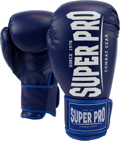 Super Pro Combat Gear Champ (Kick)Boxhandschuhe blau weiß 10oz