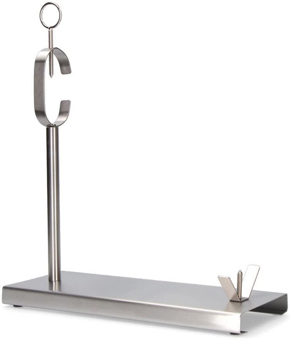 Markenloser Sans-Marque-Schinkenständer aus Edelstahl (Unterstützung für einen ganzen Schinken), EDM, silberfarbenes Metall, Edelstahl, Aluminium, 40 x 16,