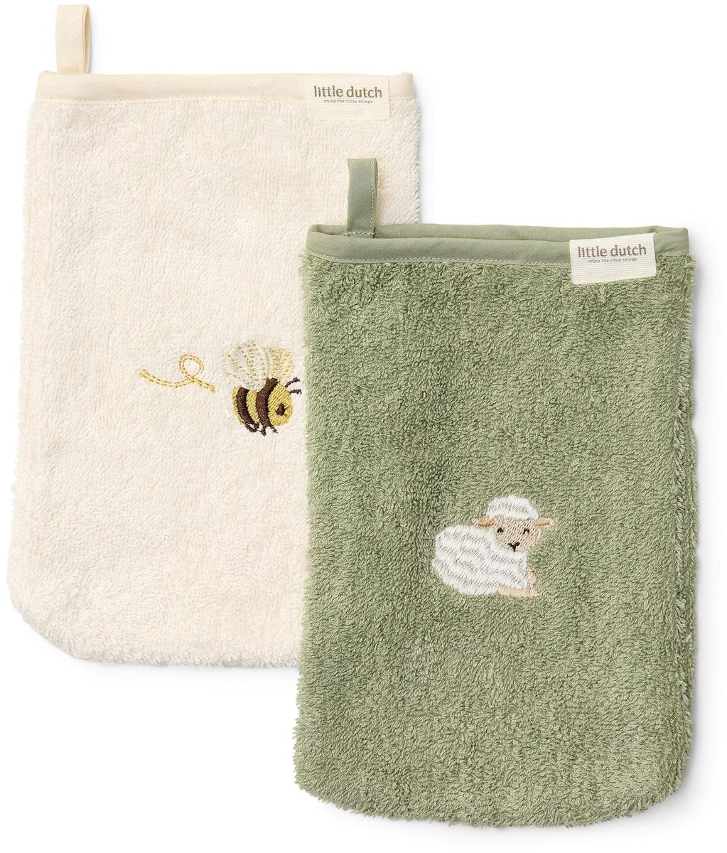 Little Dutch Waschlappen-Set – grün – kleiner Bauernhof