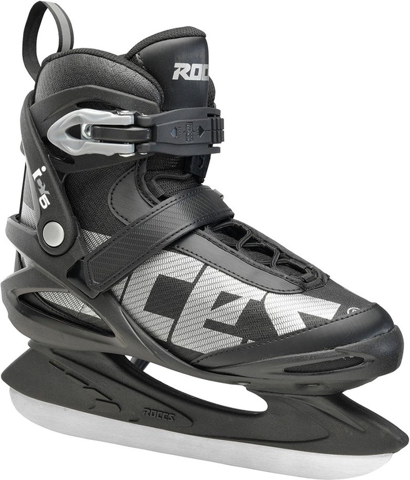 Roces – Icy 5 – Eishockey-Schlittschuhe – Schlittschuhe Herren – Schwarz Silber – Thermo-Fit-Futter, verstärkte Knöchelstütze – Größe EU 45