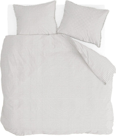 Walra Bettbezug mit gekreuzten Linien – 200 x 220 – 100 % Baumwolle (BCI) – Beige