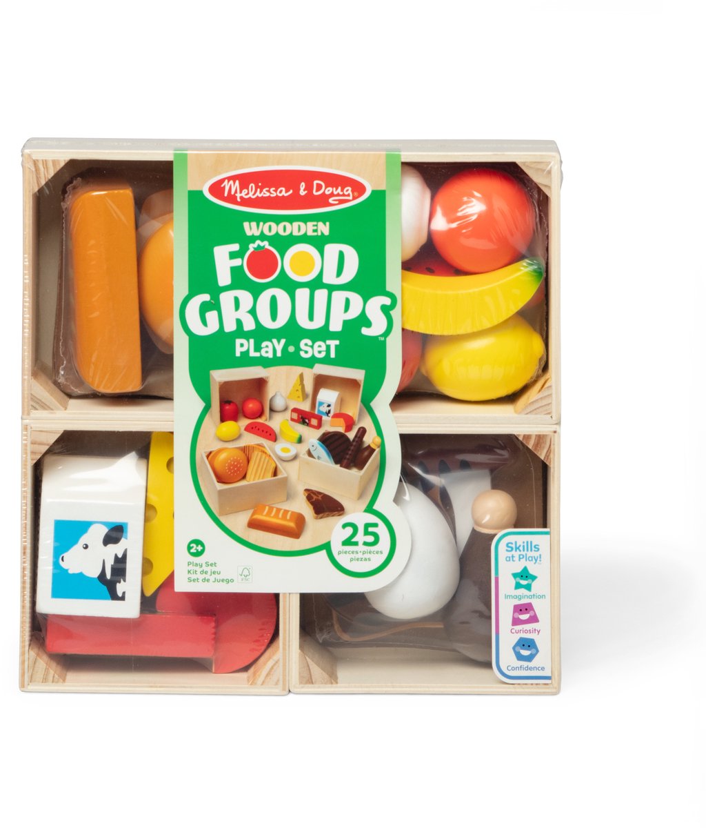 Melissa Doug – Lebensmittelgruppen aus Holz – 21-teilig – mit Aufbewahrungsboxen