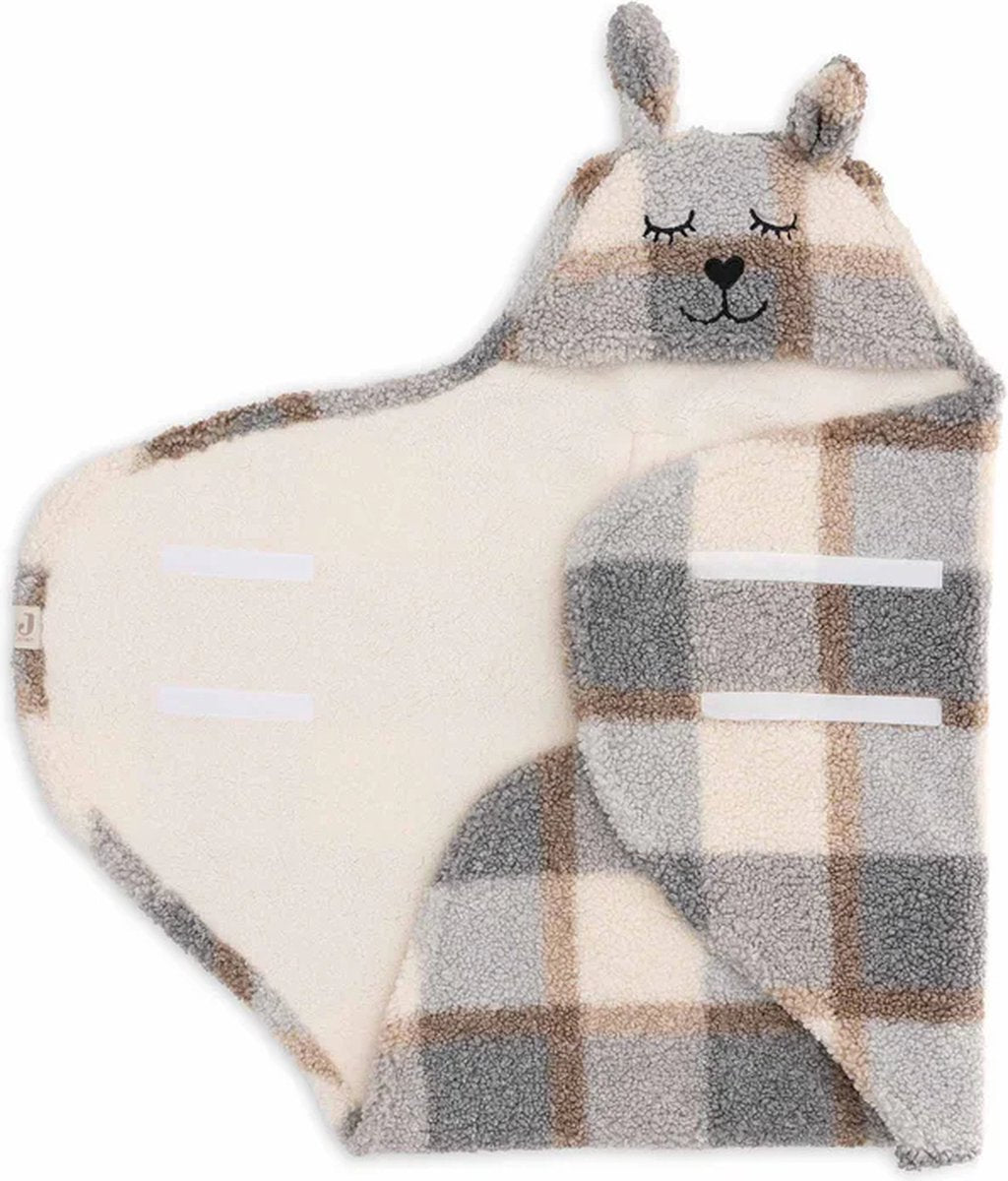 Jollein Baby-Wickeldecke – Hase – kariertes Bouclé – 100 x 105 cm