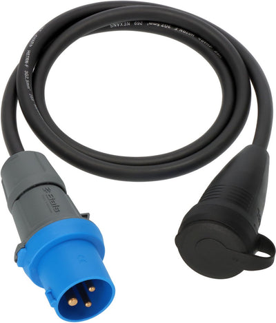 Brennerstuhl Adapterkabel Camping CEE-Adapterkabel mit CEE-Stecker und Schutzkontaktkupplung (1,5m Kabel in Schwarz, H07RN-F 3G2,5, 230V 16A, für den dauerhaften Außeneinsatz IP44, Made in Germany)
