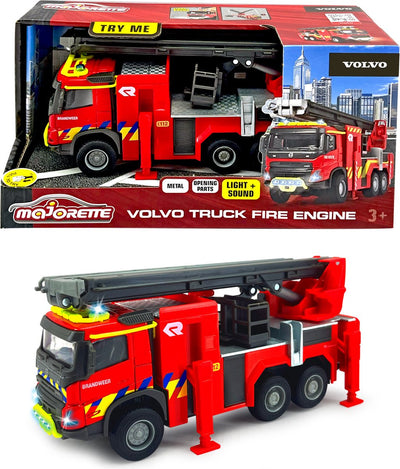 Majorette Grand Series – Volvo FMX Fire Truck Be – Metall – Licht und Sound – 19 cm – Spielzeugfahrzeug