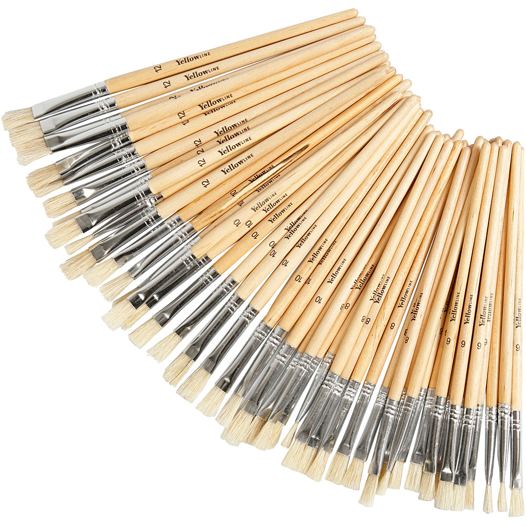 Creativ Company Yellowline Pinselset, Größe 6+8+10+12, 48 Stück 1 Box