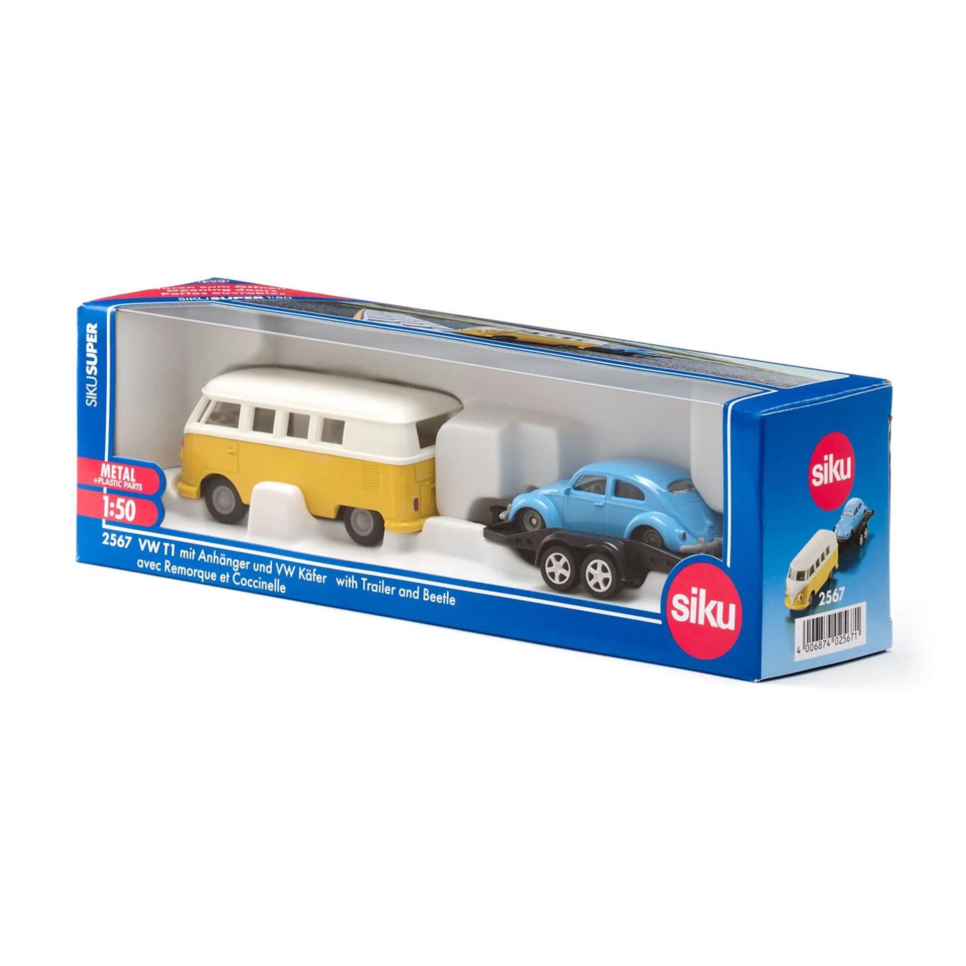 Siku VW T1 Wohnmobil mit Anhänger und Käfer