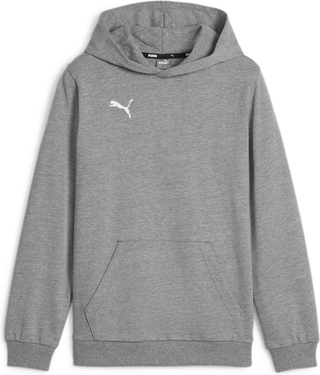 Puma TeamGoal Casuals Hoody Jr Jungen Sportpullover – Mittelgrau Heather – Weiß