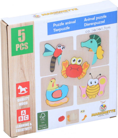 Marionette - Holzpuzzle - Tiermotiv - 1 Set