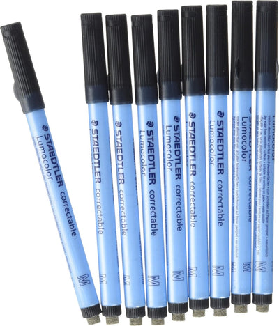 Staedtler Lumocolor korrigierbarer Textmarker, 10 Stück, feine Spitze, Schwarz