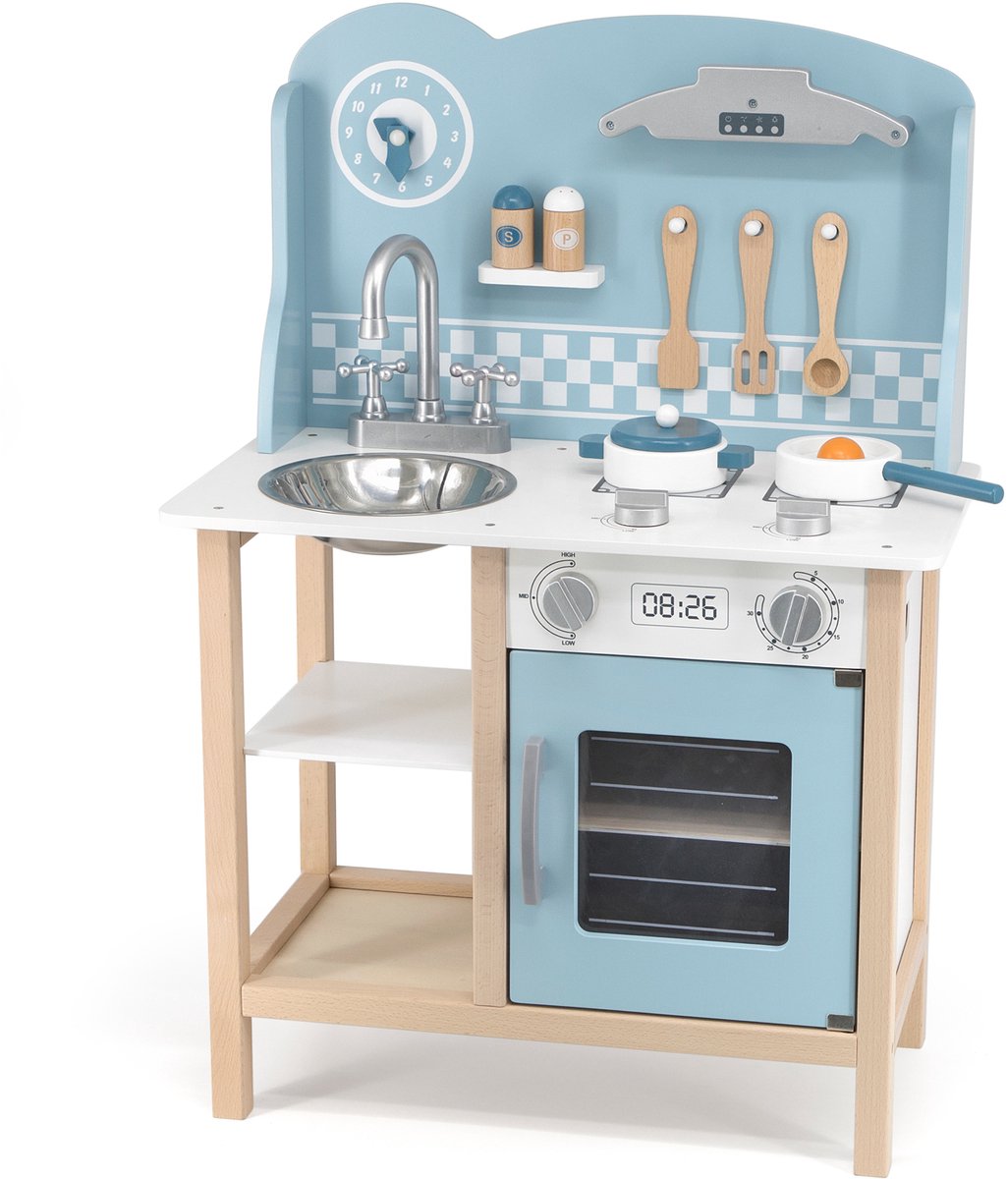 Polarb® Holzküche mit Zubehör Silber – Blau